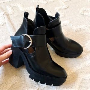 Cutout Platform Ankle Boots